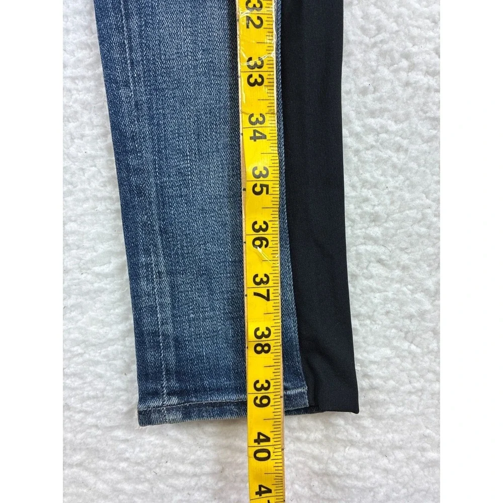 Helmut Lang Two Tone Panel Skinny Jeans Womens 24 Blue Black Stretch Designer